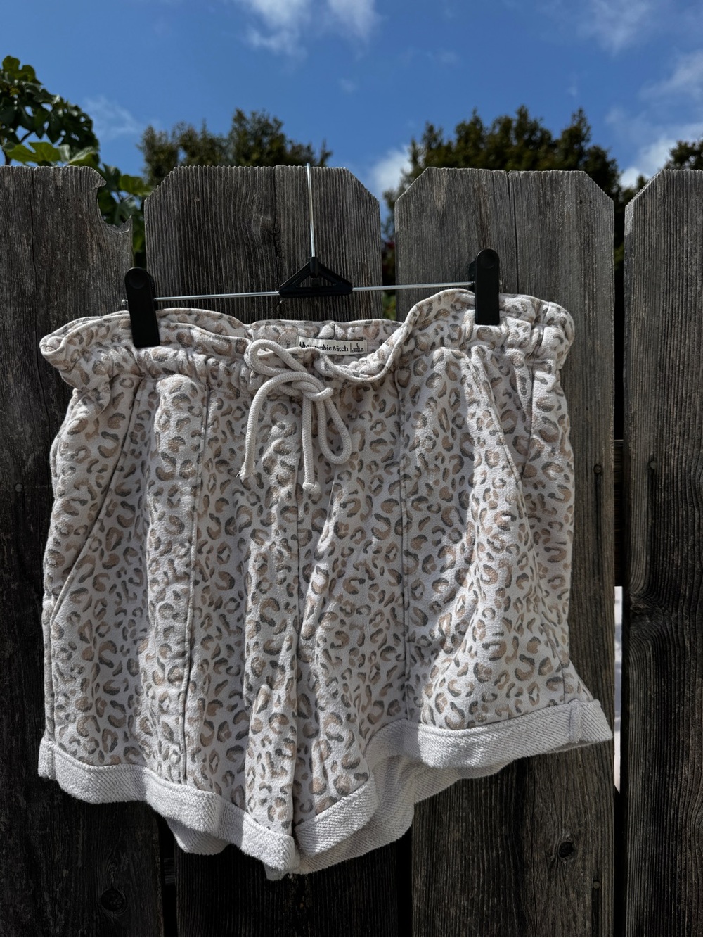 Abercrombie & Fitch Neutral Leopard Print Athletic Lounge Shorts